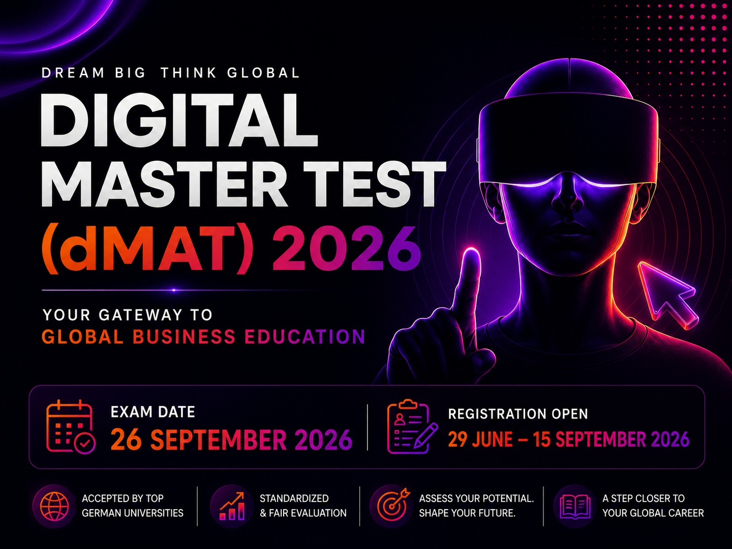 Digital Master Test (dMAT) 2026 registration, eligibility, exam dates, test pattern, and MBA admission process