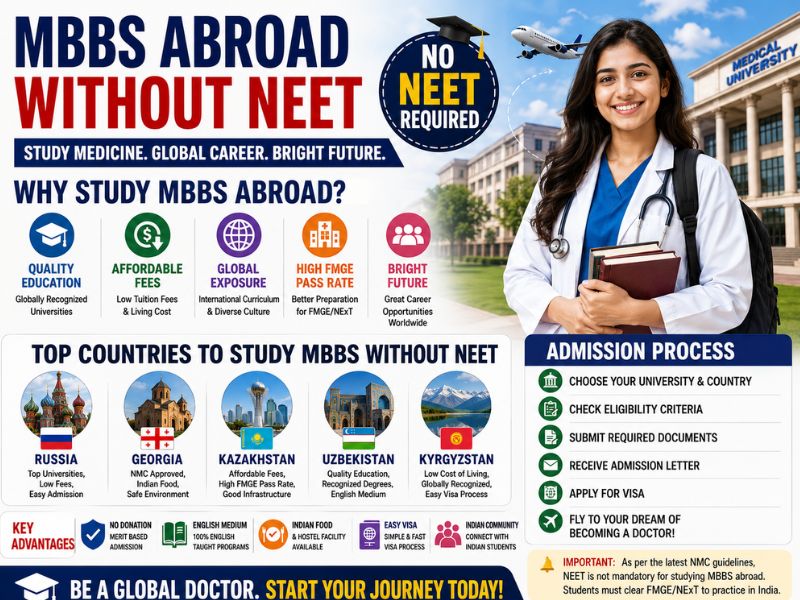 Indian student pursuing MBBS abroad with international medical university, doctor, stethoscope, graduation cap, and global education concept