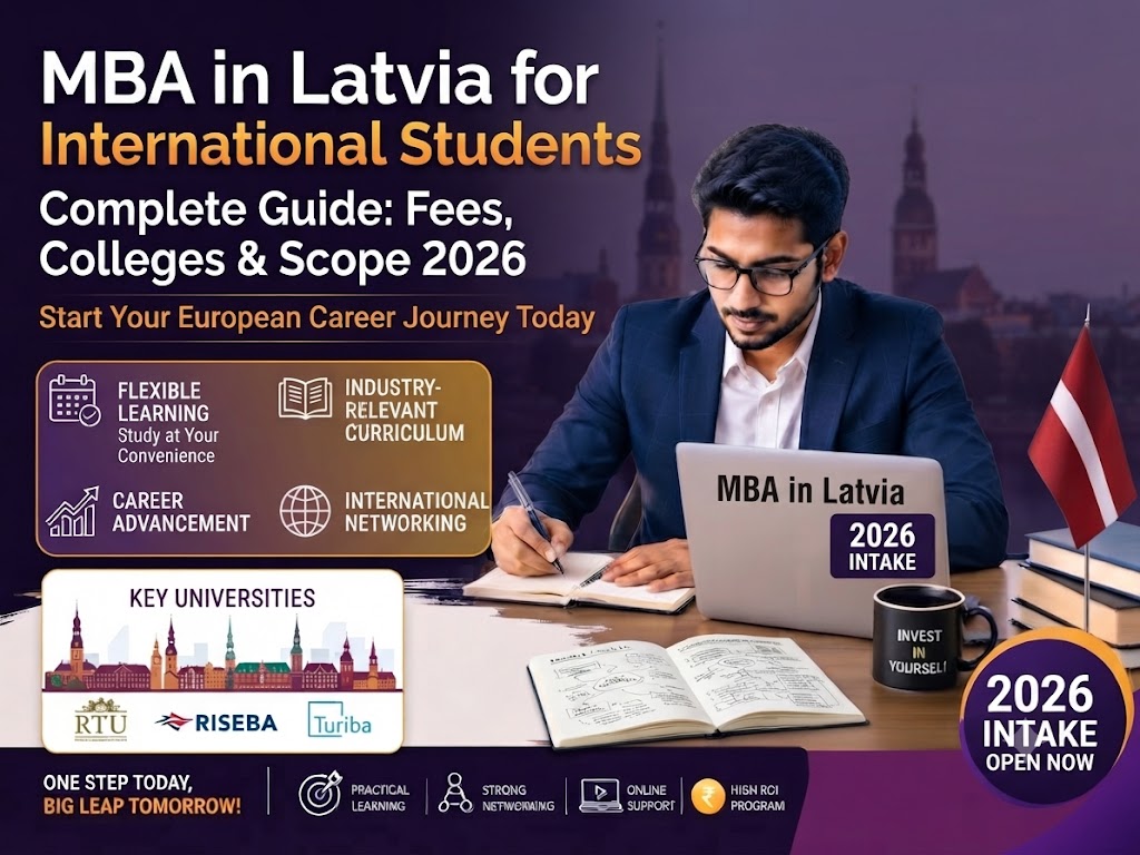 International students studying MBA in Latvia university campus