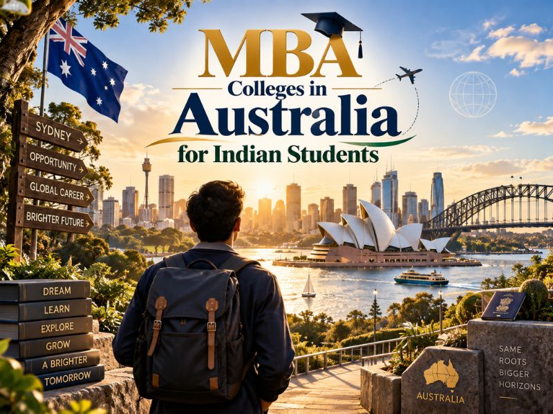 Indian students on a modern university campus in Australia for MBA studies