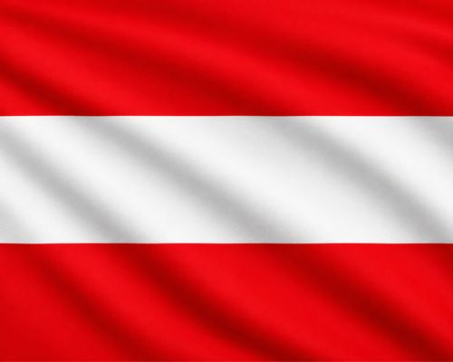 Official Austrian national flag with three equal horizontal red and white stripes. flag